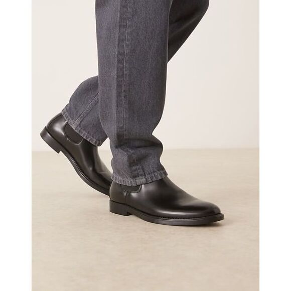 MNG by Mango faux leather chelsea boots in black mens 41 US 8 NEW - Picture 1 of 7